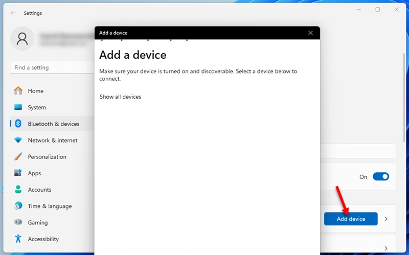 Windows 11 searches for Bluetooth devices but AirPods are not detected