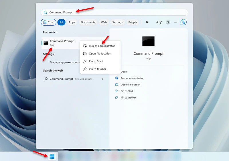 Opening Command Prompt in Windows 11