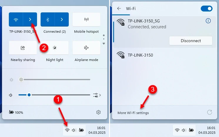 Open Manage Wi-Fi connections and go to Wi-Fi settings