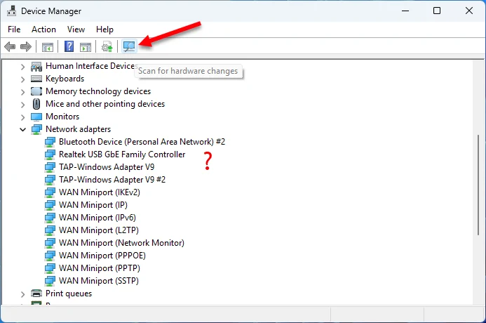 Scan for hardware changes in Windows 11/10 Device Manager