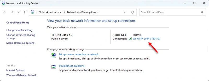 Selecting a Wi-Fi network from which you want to know the password