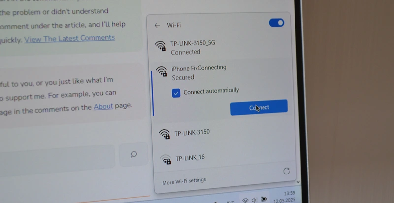 Connecting to iPhone hotspot with the new name