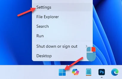 Opening Settings in Windows 11